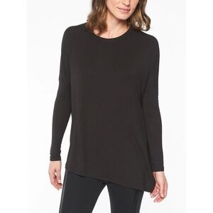 Athleta Cloudlight Relaxed Asymmetrical Hem Crew Neck Long Sleeve Top Black XS